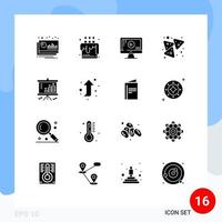 16 Thematic Vector Solid Glyphs and Editable Symbols of analysis nachos party food music Editable Vector Design Elements