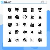 Set of 25 Modern UI Icons Symbols Signs for education cup food achievement like Editable Vector Design Elements