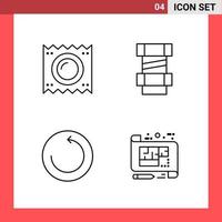 4 Icon Pack Line Style Outline Symbols on White Background Simple Signs for general designing Creative Black Icon vector background