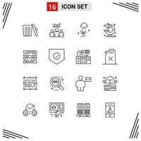 Set of 16 Modern UI Icons Symbols Signs for science medical success lab spring Editable Vector Design Elements