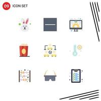 9 Creative Icons Modern Signs and Symbols of delegate popcorn digital movie cinema Editable Vector Design Elements