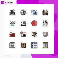 Modern Set of 16 Flat Color Filled Lines and symbols such as dealer buy cresent auction arrow Editable Creative Vector Design Elements