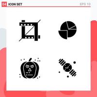 Collection of 4 Vector Icons in solid style Modern Glyph Symbols for Web and Mobile Solid Icon Sign Isolated on White Background 4 Icons Creative Black Icon vector background