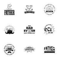 9 Black Happy Fathers Day Design Collection A set of twelve brown colored vintage style Fathers Day Designs on light background Editable Vector Design Elements