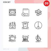 Stock Vector Icon Pack of 9 Line Signs and Symbols for casket time removed management lantern Editable Vector Design Elements