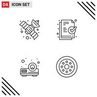 Pack of 4 Modern Filledline Flat Colors Signs and Symbols for Web Print Media such as gps accessories document beamer velg Editable Vector Design Elements