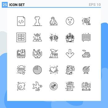 Pack of 25 Modern Lines Signs and Symbols for Web Print Media such as detector crime lab game folf Editable Vector Design Elements