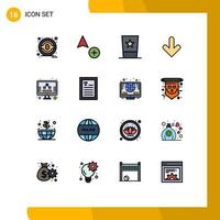 Group of 16 Flat Color Filled Lines Signs and Symbols for screen management top business direction Editable Creative Vector Design Elements