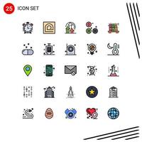 Mobile Interface Filled line Flat Color Set of 25 Pictograms of files space reader science product Editable Vector Design Elements