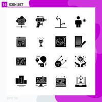 Solid Icon set Pack of 16 Glyph Icons isolated on White Background for Web Print and Mobile Creative Black Icon vector background