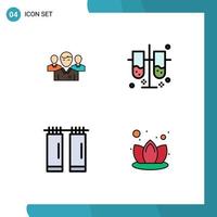 4 Creative Icons Modern Signs and Symbols of team laboratory test tubes executive person bathroom Editable Vector Design Elements