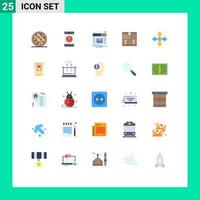 Flat Color Pack of 25 Universal Symbols of arrow arrow error box popup Editable Vector Design Elements