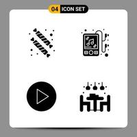 4 Black Icon Pack Glyph Symbols Signs for Responsive designs on white background 4 Icons Set Creative Black Icon vector background