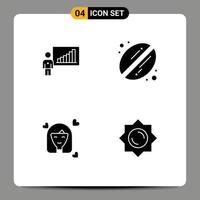 4 Universal Solid Glyphs Set for Web and Mobile Applications graph person efforts coffee avatar Editable Vector Design Elements