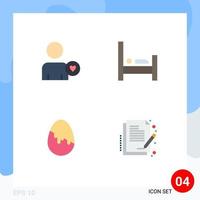 4 User Interface Flat Icon Pack of modern Signs and Symbols of man easter egg bed sleep contract Editable Vector Design Elements