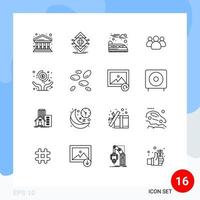 16 Thematic Vector Outlines and Editable Symbols of hands team structure users friends Editable Vector Design Elements
