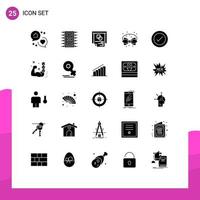 Group of 25 Solid Glyphs Signs and Symbols for decoration bow computer birthday presentation Editable Vector Design Elements