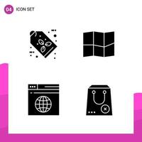 Glyph Icon set Pack of 4 Solid Icons isolated on White Background for responsive Website Design Print and Mobile Applications Creative Black Icon vector background