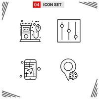 4 Icons Line Style Grid Based Creative Outline Symbols for Website Design Simple Line Icon Signs Isolated on White Background 4 Icon Set Creative Black Icon vector background