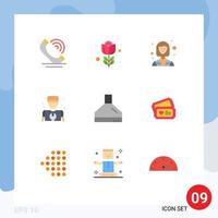 Pack of 9 Modern Flat Colors Signs and Symbols for Web Print Media such as fan repair female plumber man Editable Vector Design Elements