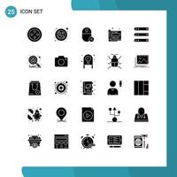 Pack of 25 creative Solid Glyphs of files paper devices office design Editable Vector Design Elements