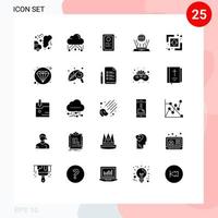 25 User Interface Solid Glyph Pack of modern Signs and Symbols of divide connect online router internet Editable Vector Design Elements