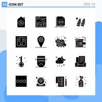 Modern 16 solid style icons Glyph Symbols for general use Creative Solid Icon Sign Isolated on White Background 16 Icons Pack Creative Black Icon vector background