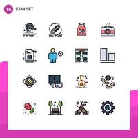 16 Universal Flat Color Filled Line Signs Symbols of picture image website camera game Editable Creative Vector Design Elements