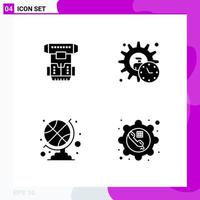 Solid Icon set Pack of 4 Glyph Icons isolated on White Background for Web Print and Mobile Creative Black Icon vector background