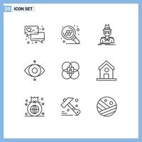 Pack of 9 creative Outlines of human character hacker view eye Editable Vector Design Elements