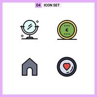 Stock Vector Icon Pack of 4 Line Signs and Symbols for mirror interface business office love Editable Vector Design Elements
