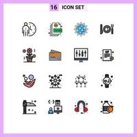 conjunto de 16 iconos modernos de la interfaz de usuario signos de símbolos para la optimización de la página de la cena de Pascua elementos de diseño de vectores creativos editables seo