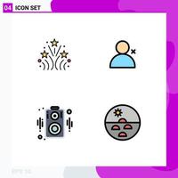 4 Filledline Flat Color concept for Websites Mobile and Apps fire speaker wedding sets dry skin Editable Vector Design Elements