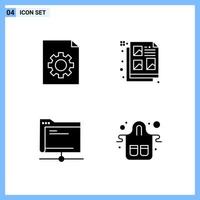 4 Icons Solid style Creative Glyph Symbols Black Solid Icon Sign Isolated on White Background Creative Black Icon vector background