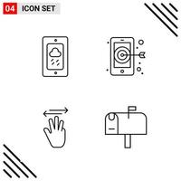 conjunto perfecto de píxeles de 4 iconos de línea conjunto de iconos de esquema para el diseño de sitios web y la interfaz de aplicaciones móviles fondo de vector de icono negro creativo