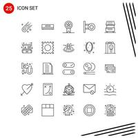 25 Universal Lines Set for Web and Mobile Applications food cooking insignia board hospital Editable Vector Design Elements