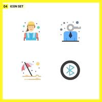 Universal Icon Symbols Group of 4 Modern Flat Icons of construction worker protection worker modern umbrella Editable Vector Design Elements