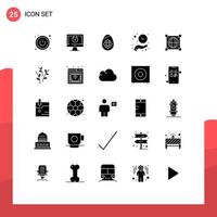 Set of 25 Modern UI Icons Symbols Signs for world globe easter egg save time hold Editable Vector Design Elements