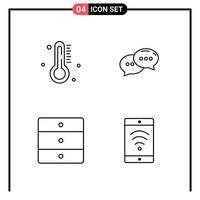 Set of 4 Line Style Icons for web and mobile Outline Symbols for print Line Icon Signs Isolated on White Background 4 Icon Set Creative Black Icon vector background