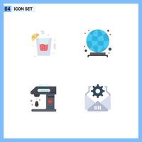 Editable Vector Line Pack of 4 Simple Flat Icons of drink cooking global appliances mail Editable Vector Design Elements