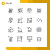 Pictogram Set of 16 Simple Outlines of energy party electricity food birthday Editable Vector Design Elements