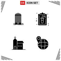 4 Icons Solid Style Grid Based Creative Glyph Symbols for Website Design Simple Solid Icon Signs Isolated on White Background 4 Icon Set Creative Black Icon vector background