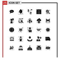 paquete de líneas vectoriales editables de 25 glifos sólidos simples de página de base de datos de mapa de optimización de vidrio de tiempo elementos de diseño vectorial editables vector