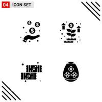 Pixle Perfect Set of 4 Solid Icons Glyph Icon Set for Webite Designing and Mobile Applications Interface Creative Black Icon vector background