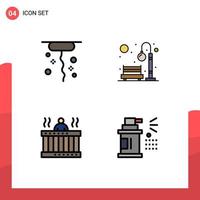 Modern Set of 4 Filledline Flat Colors Pictograph of corkscrew massage bench recreation spa Editable Vector Design Elements