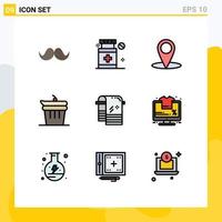 Modern Set of 9 Filledline Flat Colors Pictograph of towel bath location kitchen done Editable Vector Design Elements