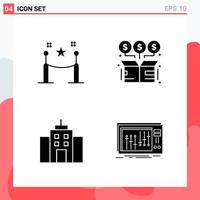 Collection of 4 Vector Icons in solid style Modern Glyph Symbols for Web and Mobile Solid Icon Sign Isolated on White Background 4 Icons Creative Black Icon vector background