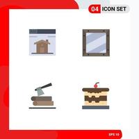 4 Thematic Vector Flat Icons and Editable Symbols of web ax design design timber Editable Vector Design Elements