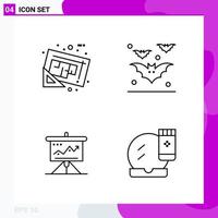 Line Icon set Pack of 4 Outline Icons isolated on White Background for Web Print and Mobile Creative Black Icon vector background