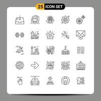 25 iconos creativos, signos y símbolos modernos de configuración de servicio, navegación por engranajes gps, elementos de diseño vectorial editables vector